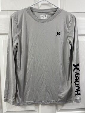 Hurley Light Gray Long Sleeve Tee with Black Logos